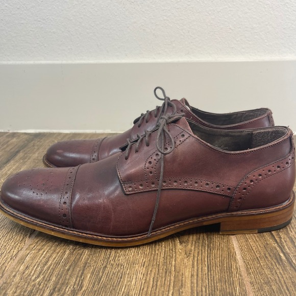 Joseph Abboud Owings Burgundy Leather Cap Toe Oxford Dress Shoes Mens 11.5 - Picture 4 of 9